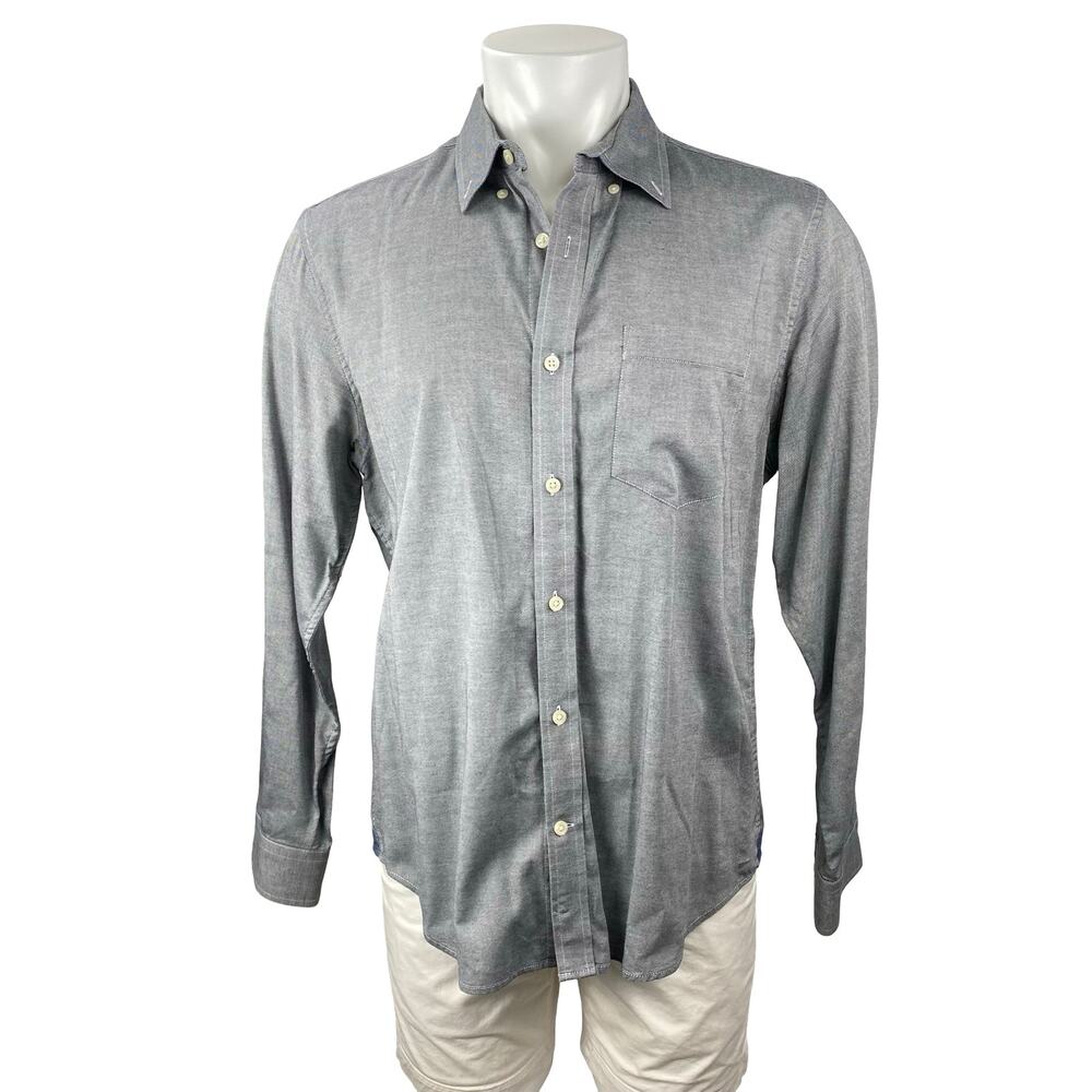 Banana Republic Gray Collared Long Sleeve Chest Pocket Button Down Shirt Top L